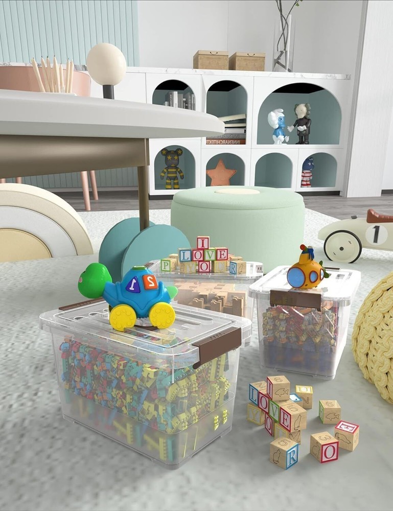 6-Pack 7 Qt Storage Latch Box/Bins Plastic Stackable Storage Box Organizer