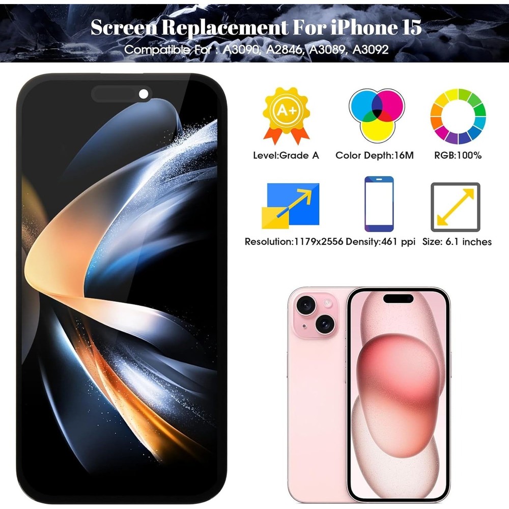 INCELL For iPhone 15 Screen Replacement LCD Display Touch Digitizer Assembly