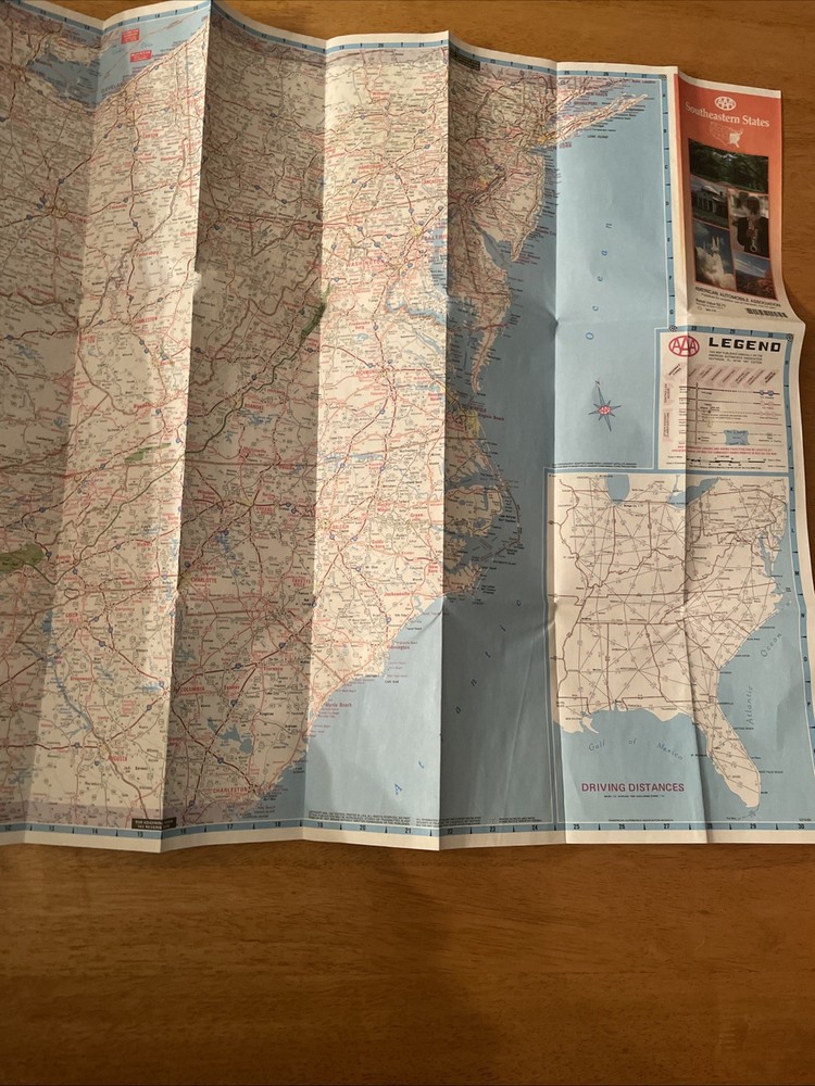 AAA Southeastern States Paper Map 1997