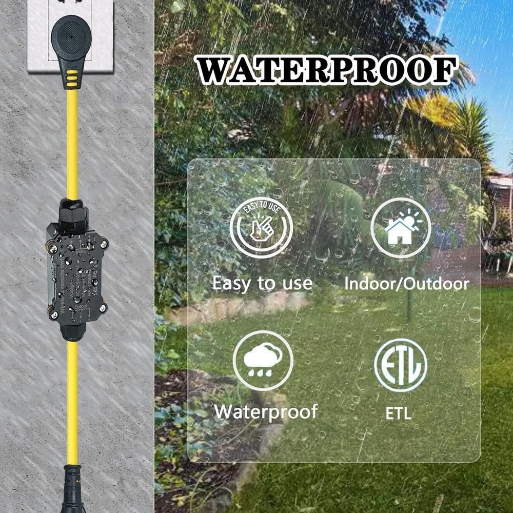 2 Pack Outdoor Wireless Remote Control Outlet Plug, AC110V Waterproof Switch