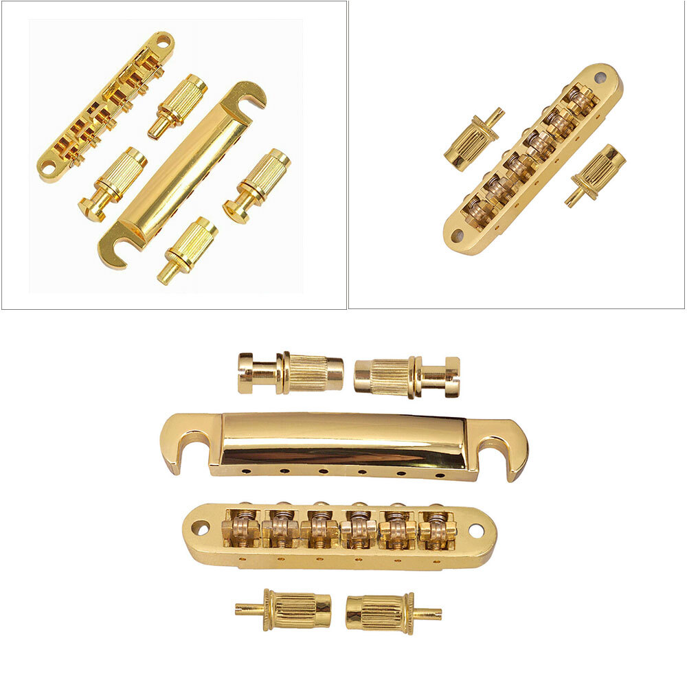 Gold Roller Saddle Bridge Tailpiece Locking Post for Les Paul LP SG Replacement