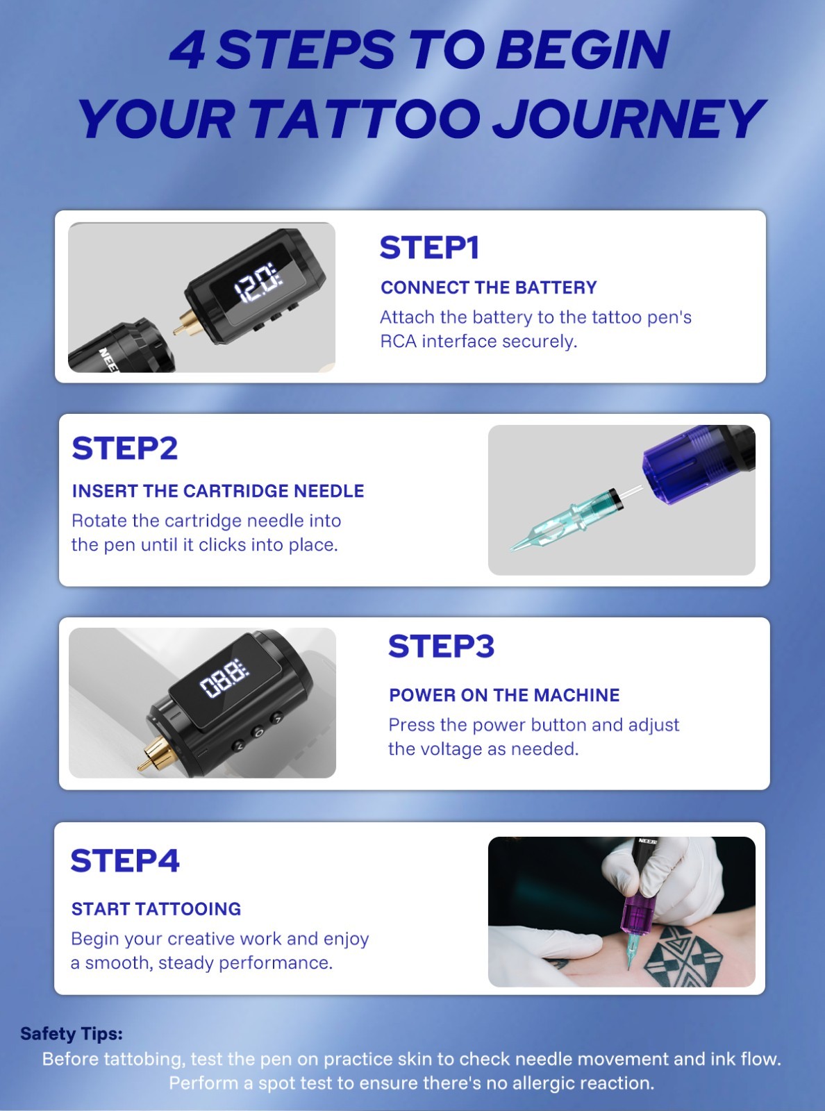 Wireless Tattoo Kit Complete for Beginners Pen Machine with Power Supply Needles