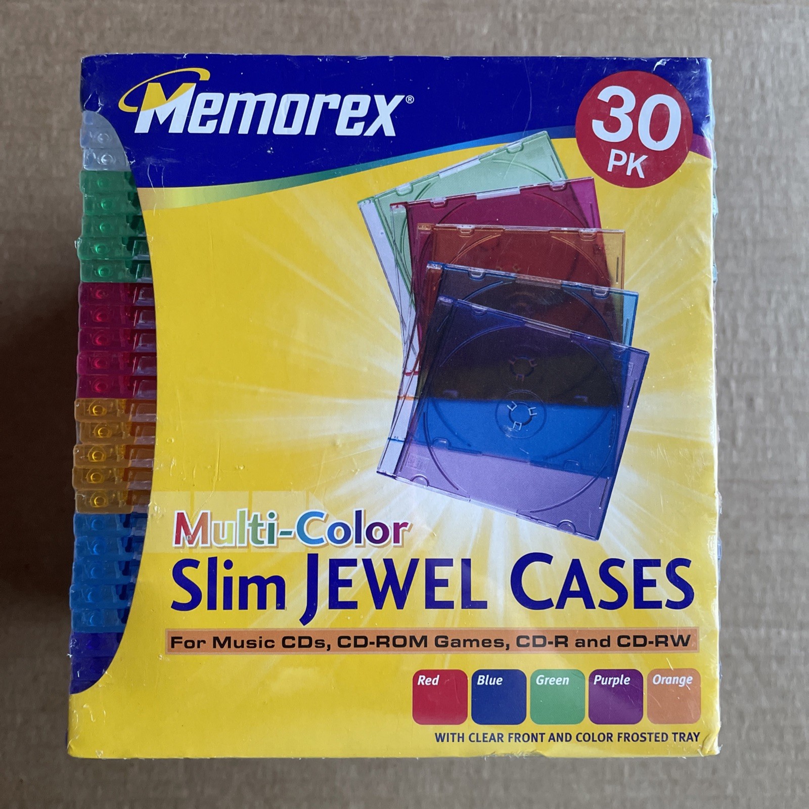 NEW High Quality Memorex 30-pack Slim CD Jewel Case (5.2mm)-5 Colors, FREE SHIP