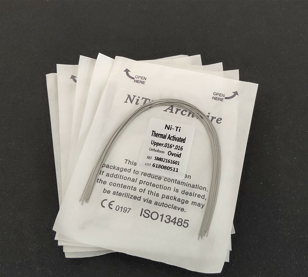 20 Packs 200 Pcs Thermal Activated NITI Rectangular Arch Wire Bows Ovoid Form