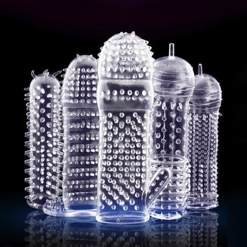 5PCS Male-Penis-Extender-Enlarger-Sleeve-Reusable-Condom-Delay-Ejaculation Set