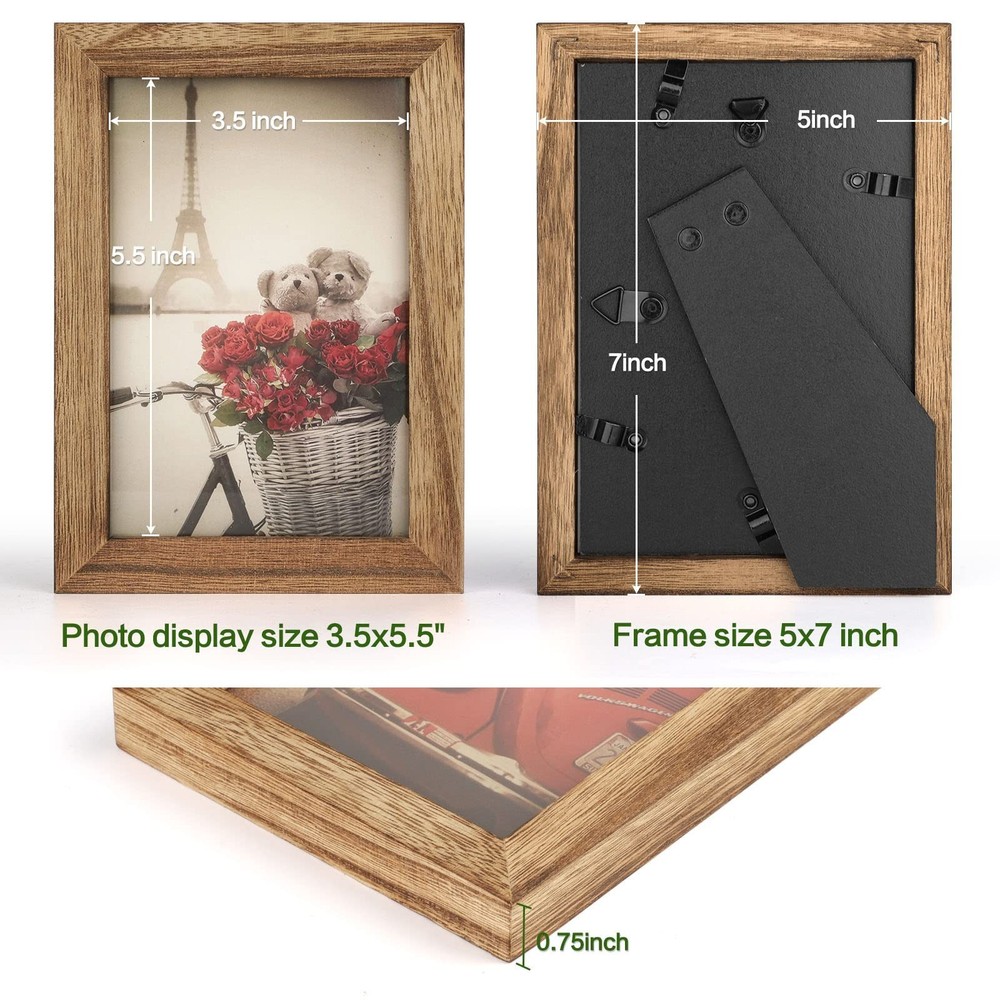 4x6 Picture Frames Photo Display for Tabletop Display Wall Mount Solid Wood H...