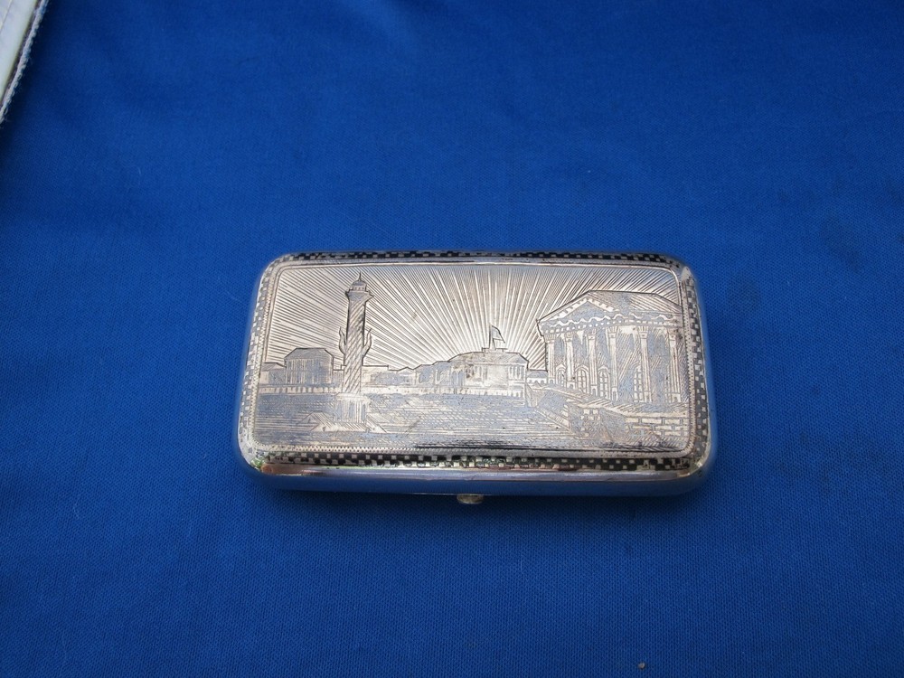 Good RUSSIAN Scenic NIELLO Silver CIGARETTE CASE-Dated 1875-Maker Ae