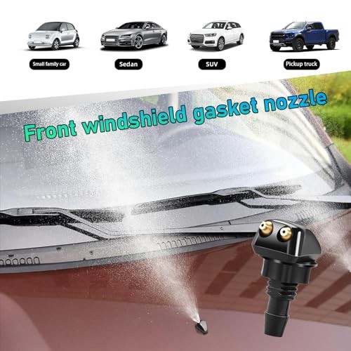 2 PCS Front Windshield Washer Nozzles, Double-Hole Car Front Windshield Washer