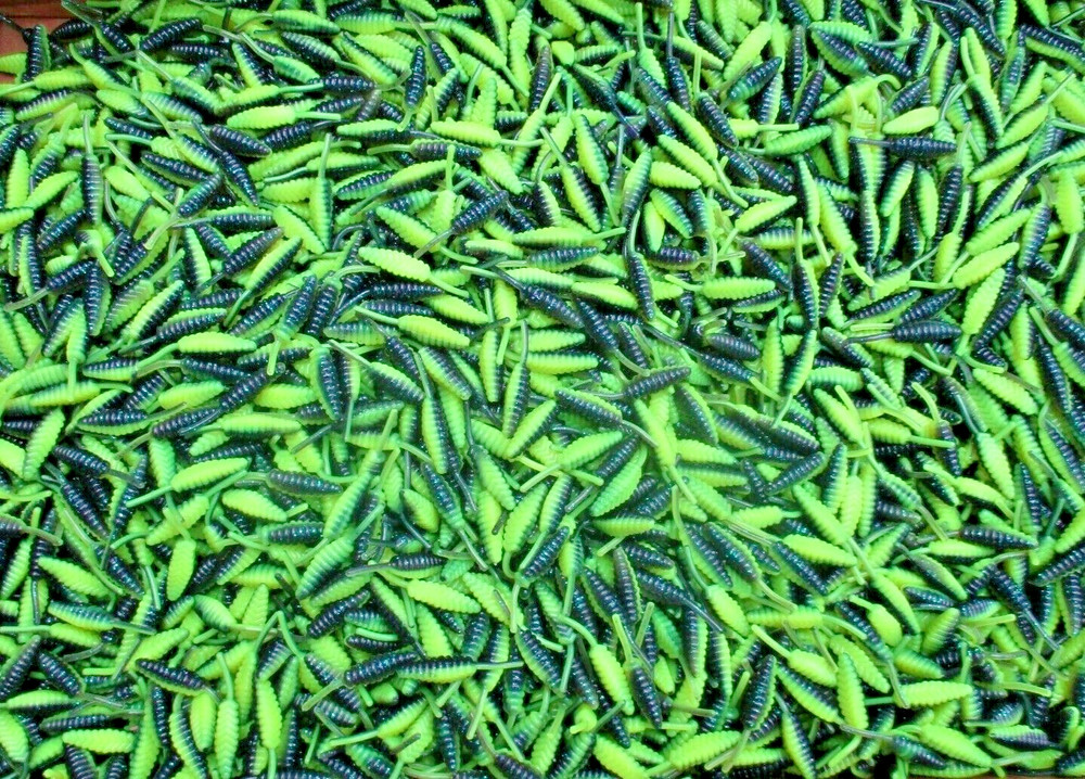 50ct RAT TAIL BEETLES 1.5" JUNEBUG CHARTREUSE Beetle Spin Bodies PANFISH Baits