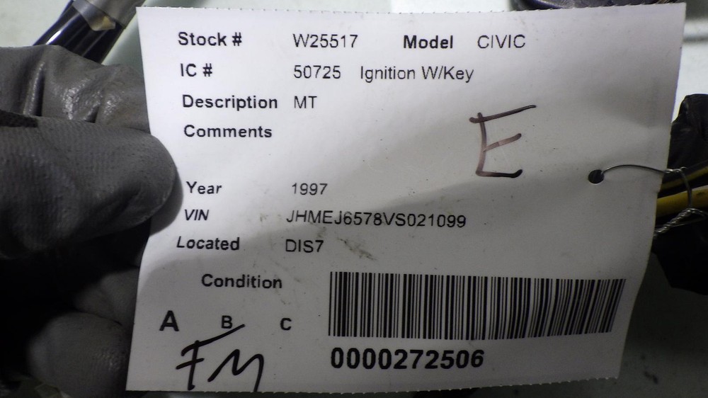 97 HONDA CIVIC Ignition W/Key