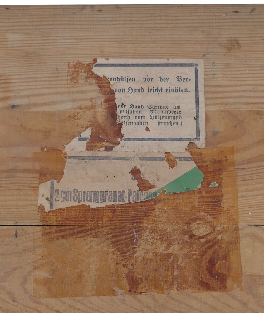 Captured WWII German Wood Ammo Crate Used By GI To Ship Home