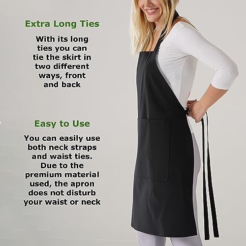 Kitchen Apron Waterdrop Resistant Cotton Apron with adjustable Aprons Cream