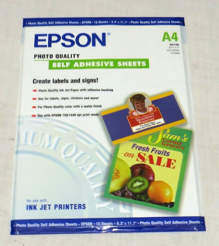 Epson Self Adhesive Sheets TWO x A4 10 Sheets S041106 NEW