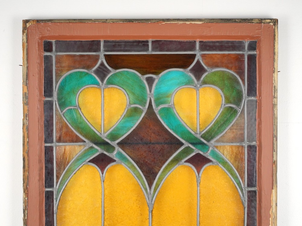 1900s Rectangular Leaded Stained Glass Church Window - R289854