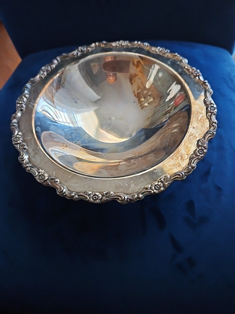 Vintage Silver Candy Dish, tarnished 7.5" Diameter