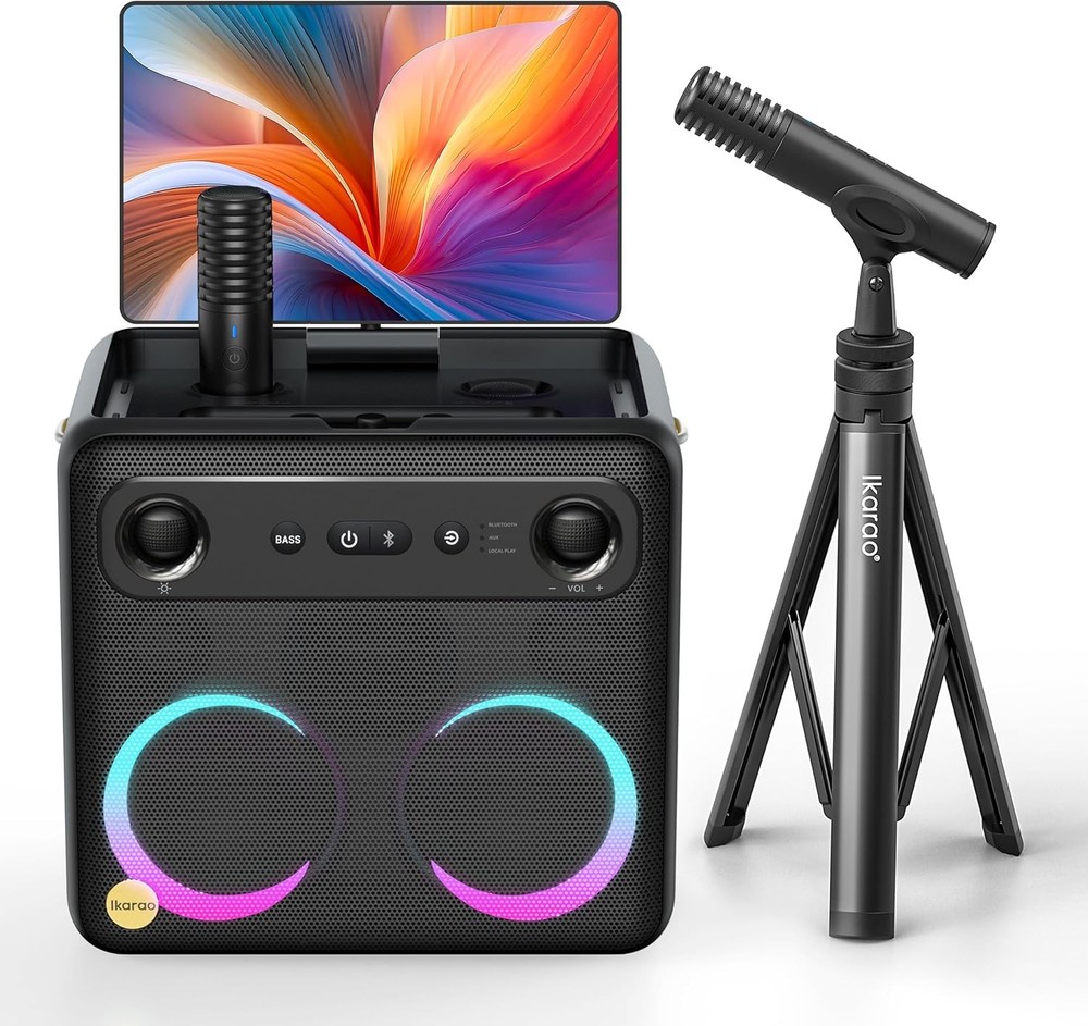 Ikarao Portable Karaoke System with Mic Stand Bluetooth
