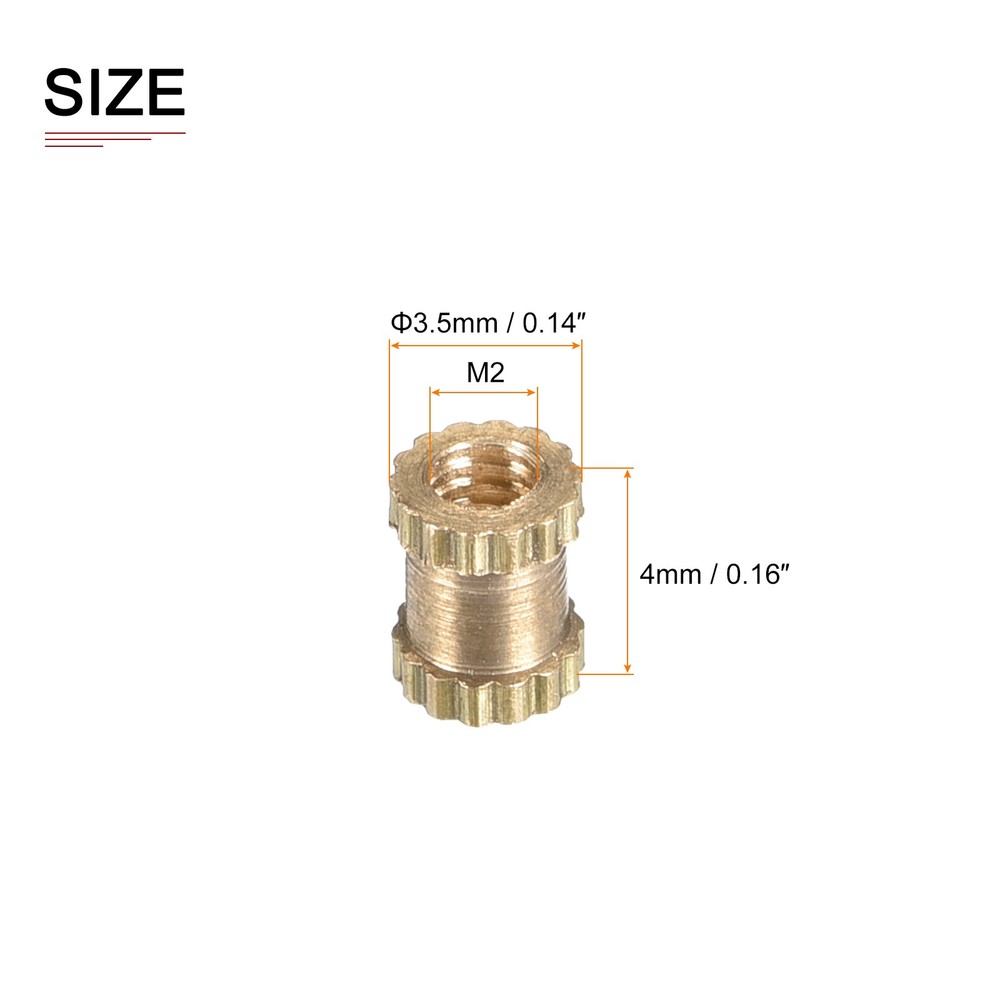 M2x4x3.5mm(IDxLxOD) Knurled Insert Nuts - 30 Pack - Good for Plastic Shells