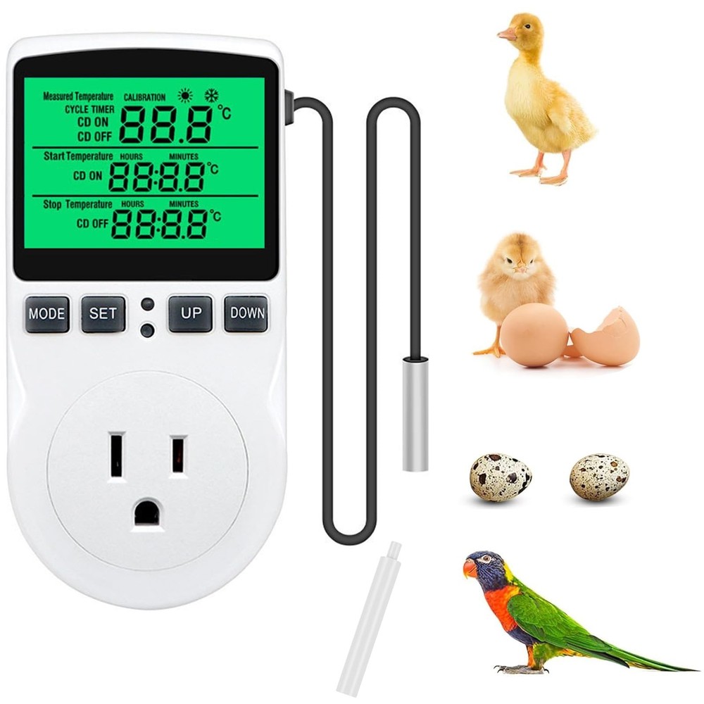 KABASI Digital Temperature Controller, Backlit LCD Screen Thermostat Heating ...