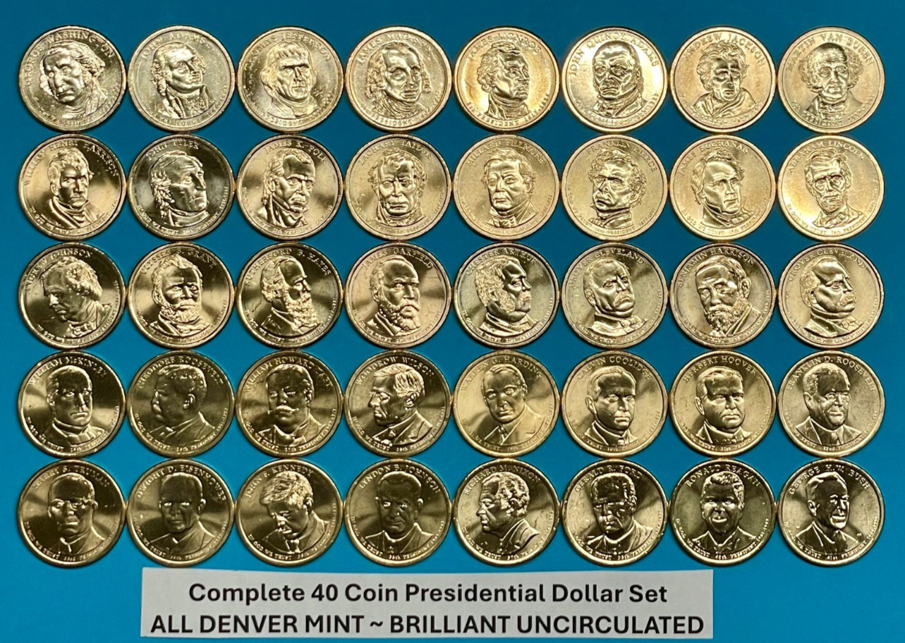 Complete Presidential Dollar DENVER MINT Set Of 40 UNCIRCULATED Coins 2007-2020