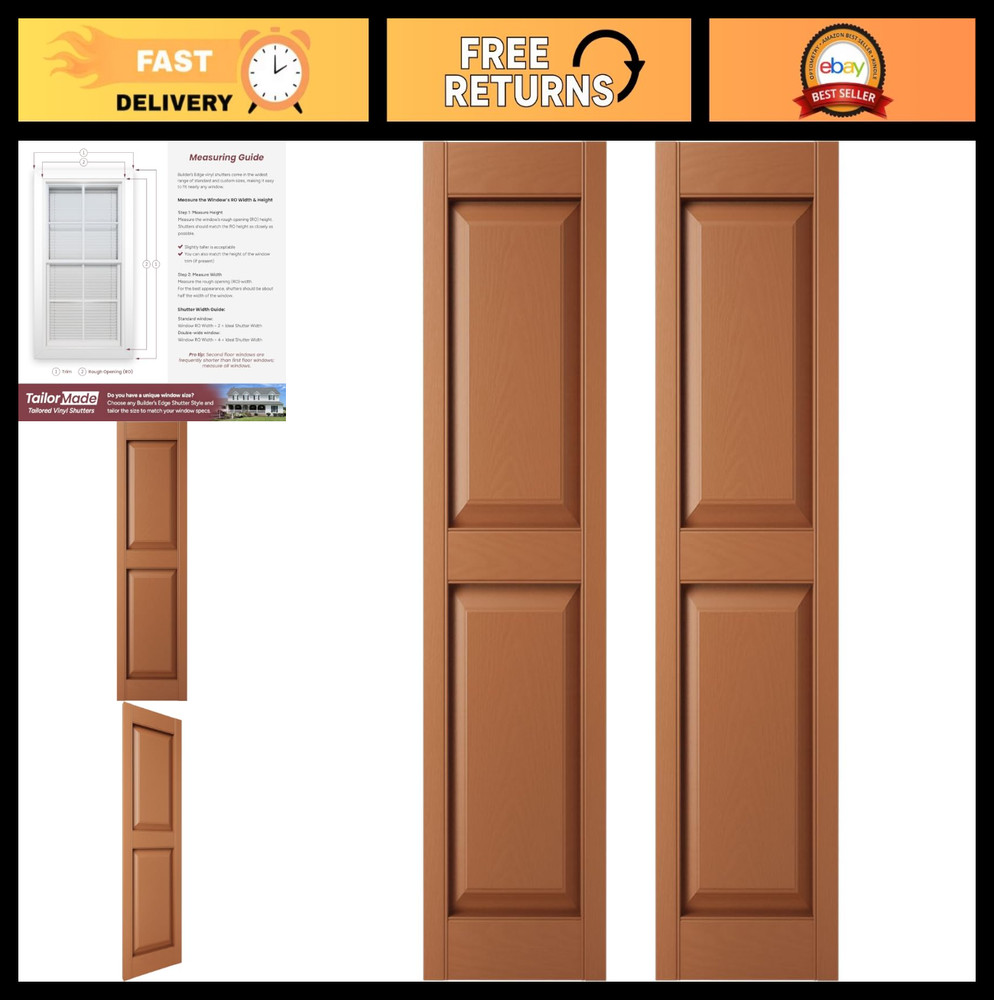 12x59 Raised Panel Shutters - Standard Two Equal Panels, Treated Cedar, Installa
