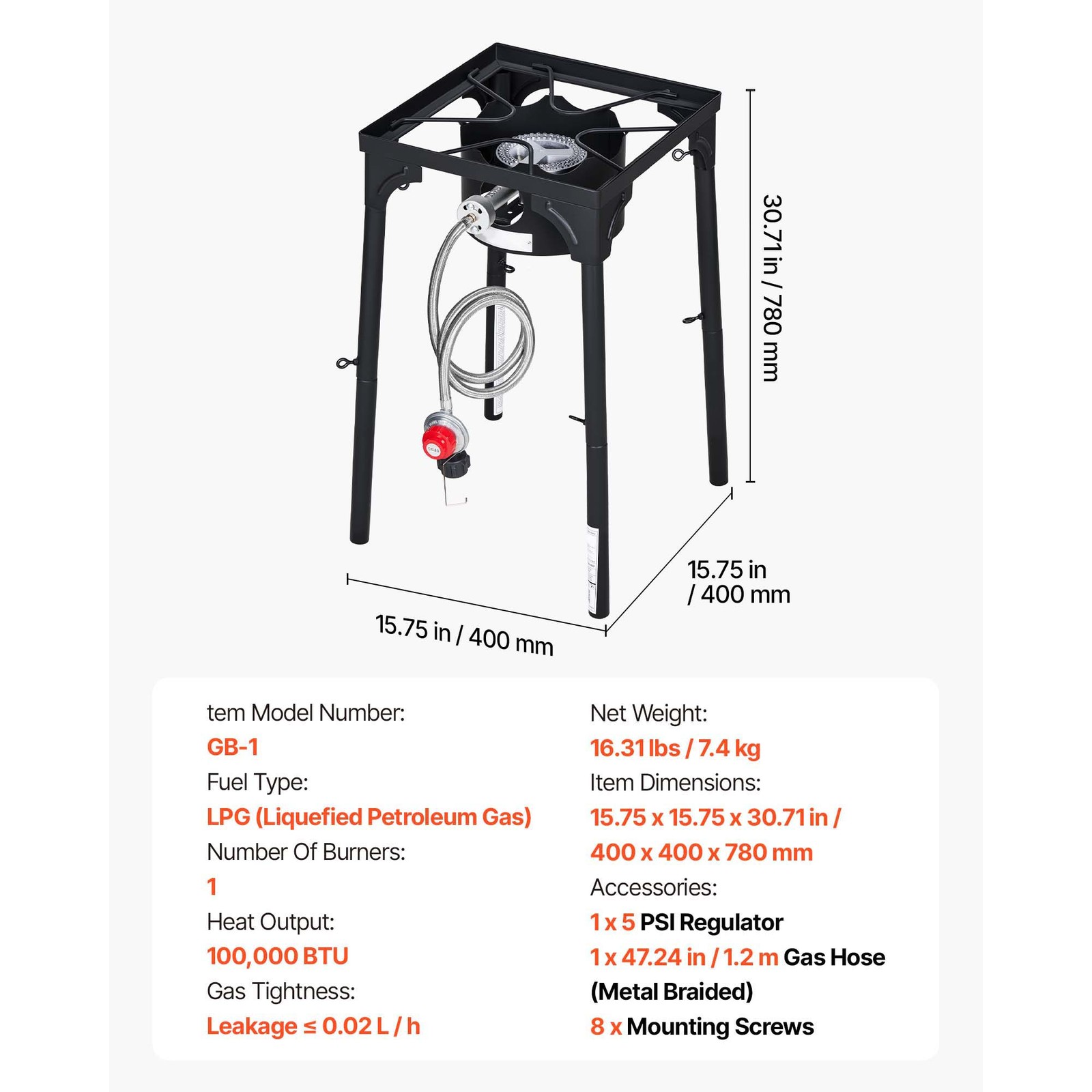 Uimoso Single Burner Propane Gas Stove 100000 BTU Outdoor Cooker for BBQ Camping