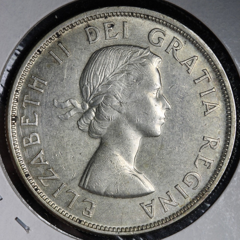 1955 Canada SILVER One Dollar Piece E395 DAEU