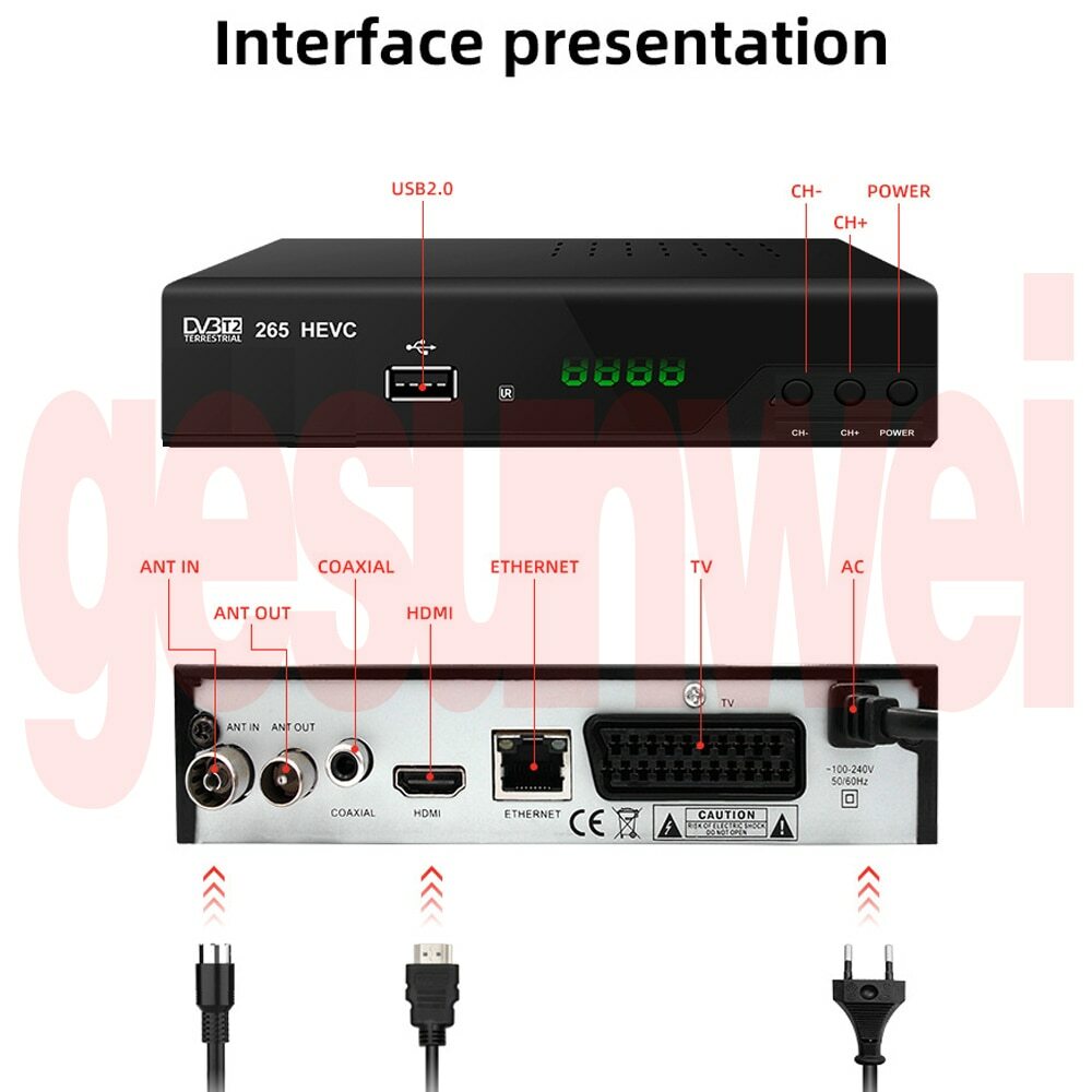 H265/10Bit DVB-T2 Digital Broadcasting Tv Box Dvb T2 Digital Tv Receiver