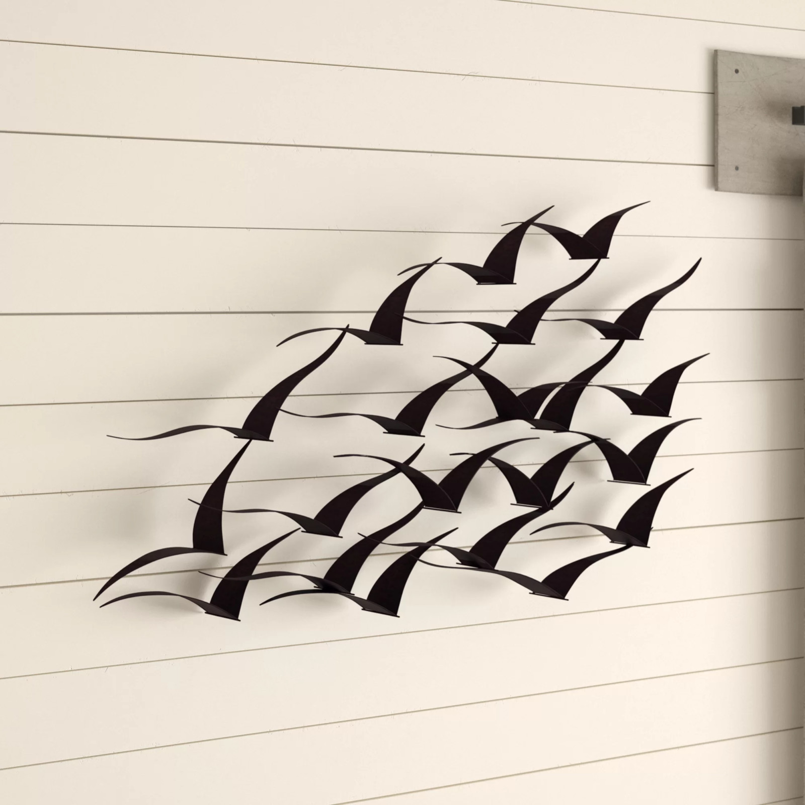 Metal Birds In Flight Wall Sculpture Home Decor Black