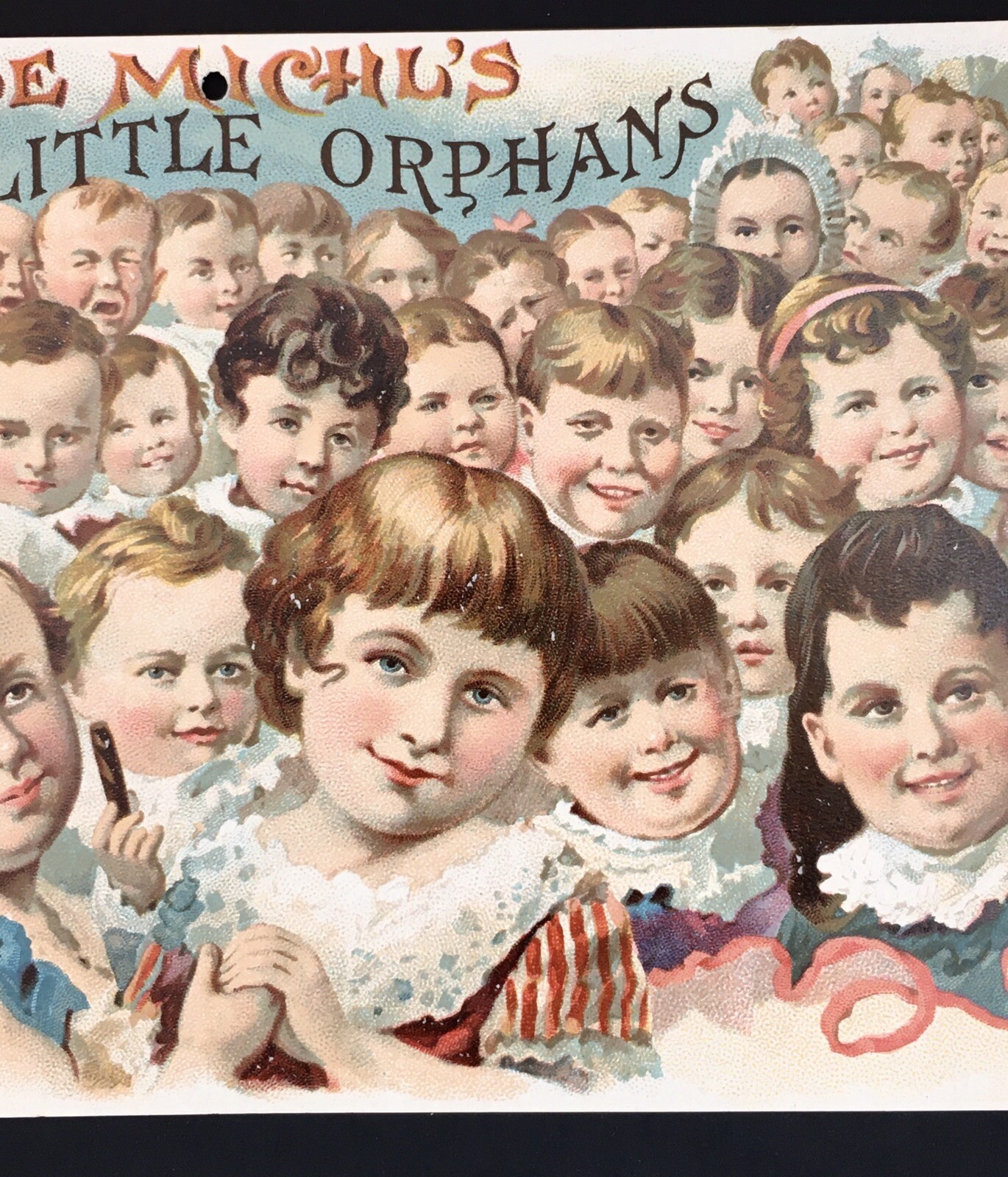 Joe Michl's Decatur IL Smoke Fifty Little Orphan Cigar advertisement Card