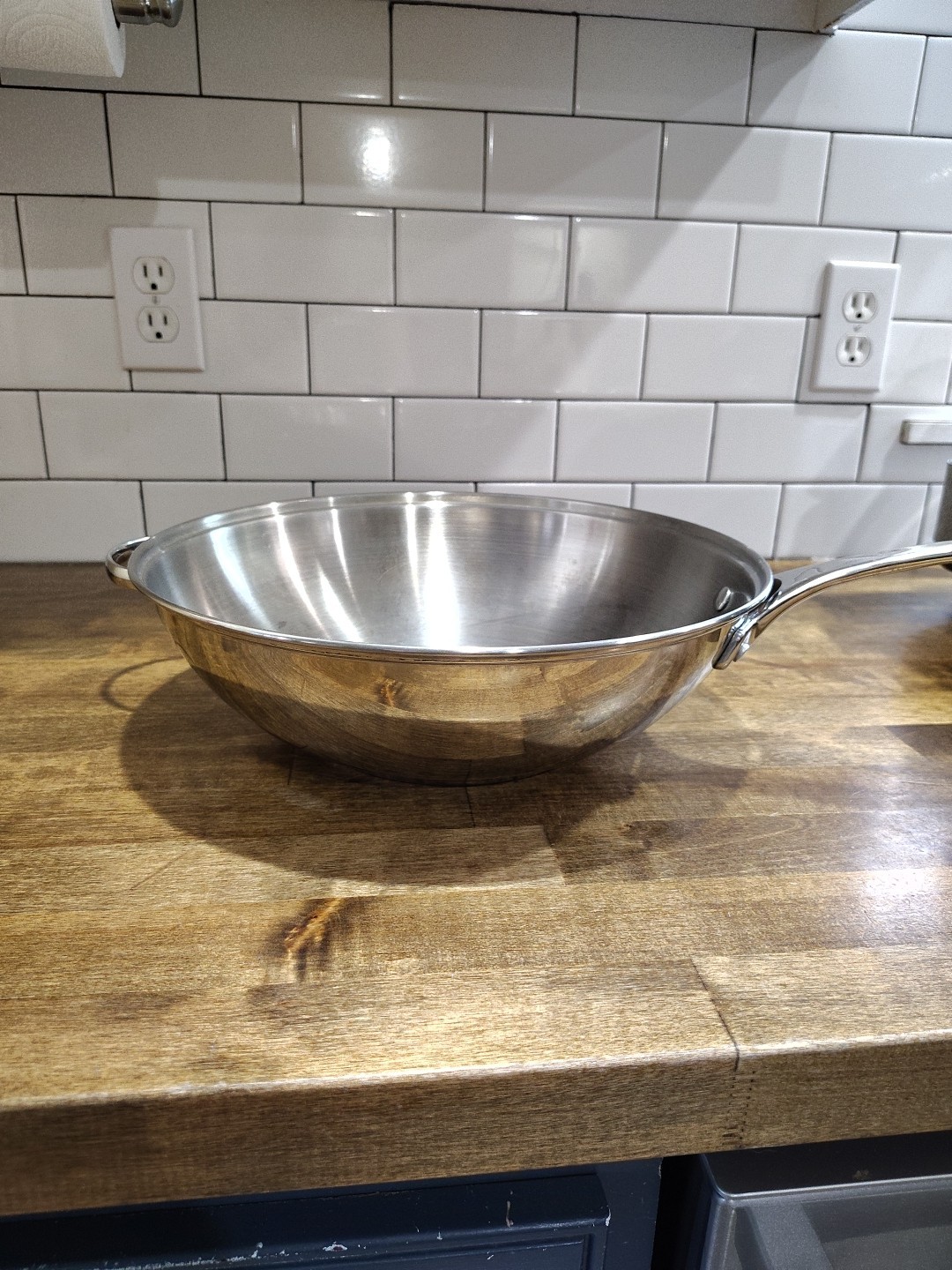 Huge Princess House Stainless Steel 13 Inch Wok Skillet Pan No Lid