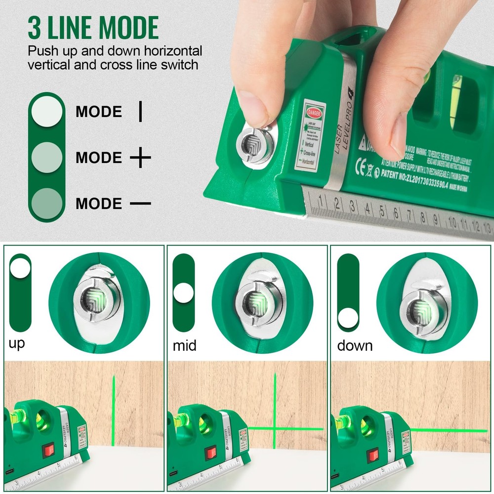 Level Tool Laser Leveler tool Cross Line Vertical and Green