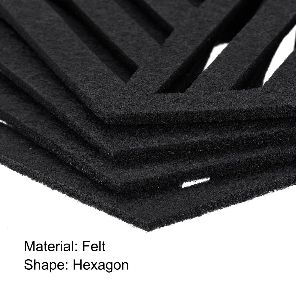 Felt Coasters 12pcs Hexagonal Mat Tampons Coasters, Black