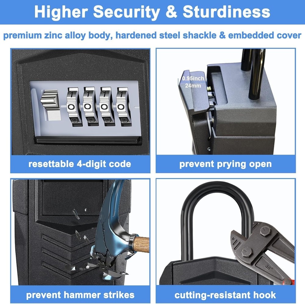 Secure Waterproof Key Lock Box with Double Hook - Perfect for Realtors