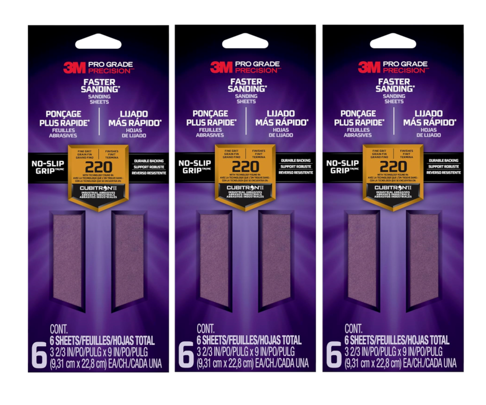 3M pro grade sanding Sandpaper sheets 6 Sheets 3 Pack