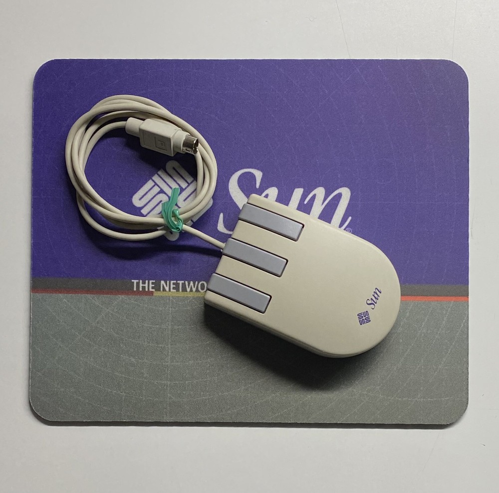 SUN 370-1586 Type-5c Mechanical 3 Button Mouse Model Compact1 Mouse WITH NEW PAD