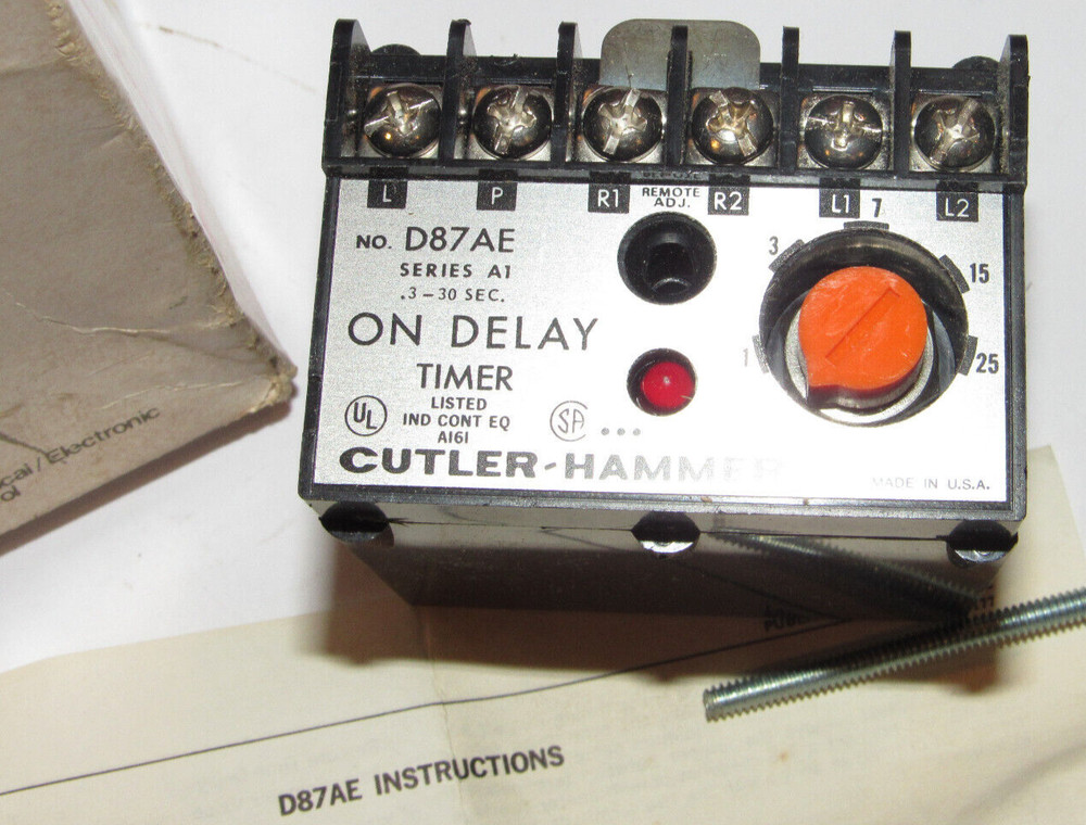 NEW CUTLER-HAMMER EATON D87AE SOLID STATE TIMER MODULE! ON DELAY .3-30 SEC! USA!
