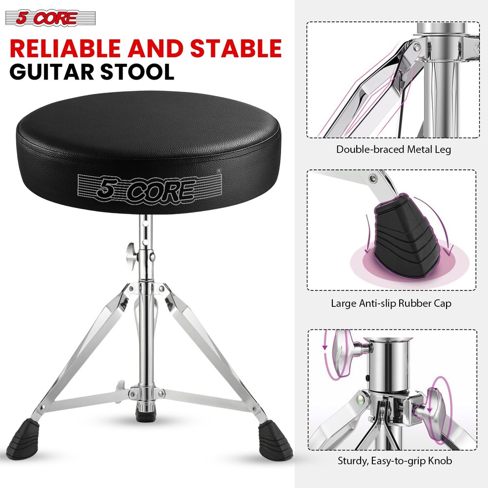 5Core Drum Throne + Drummer Practice Pad Combo Kit Height Adjustable Padded Seat