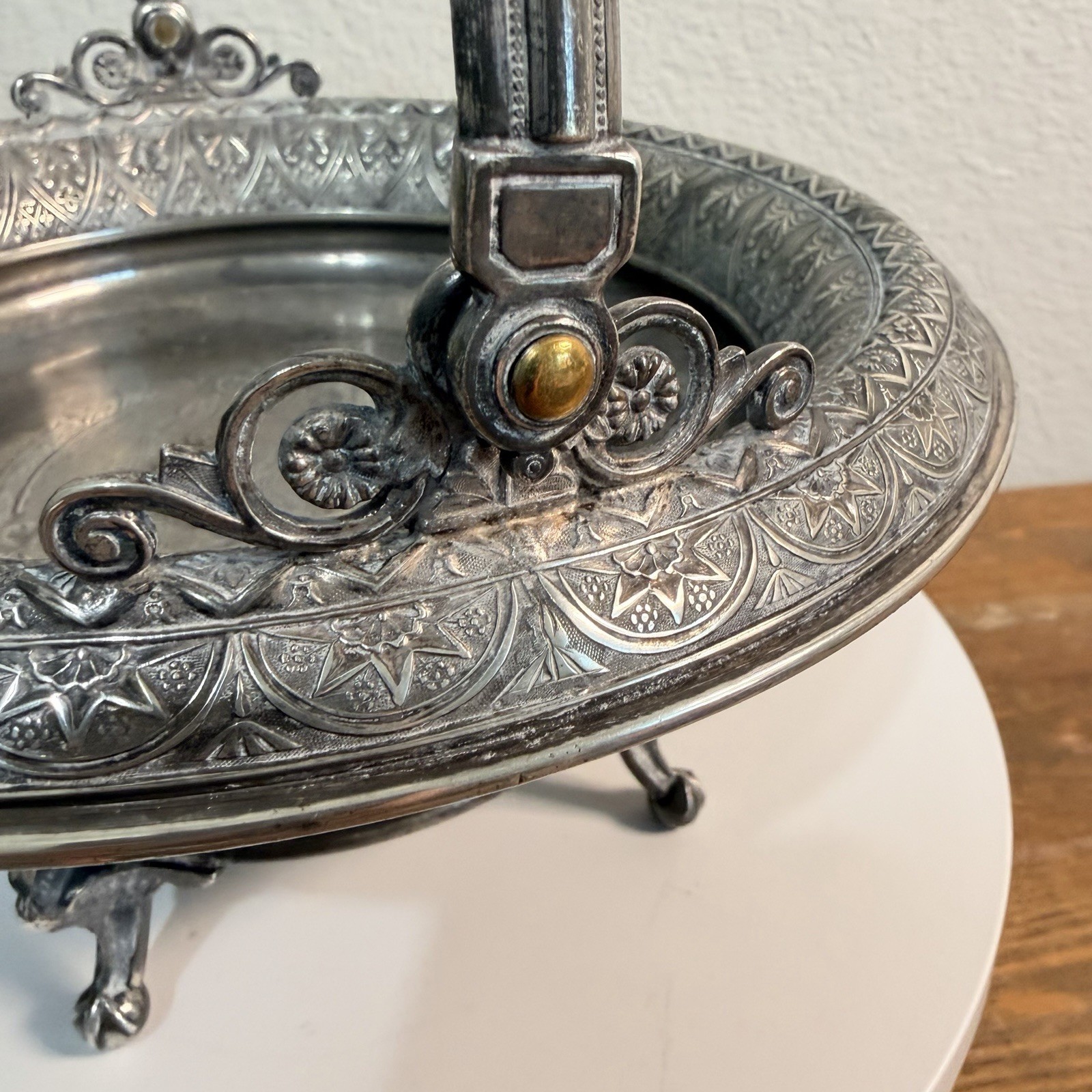 Derby Silver Co Quadruple Plated Footed Bowl with Handle Candy Dish