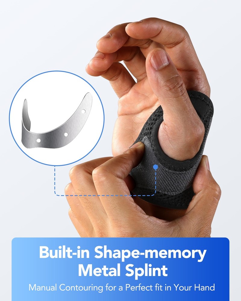 CMC Thumb Brace with Shape-memory Restriction Splint for Medium, Black