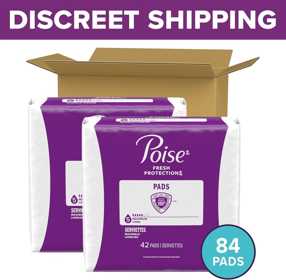 Incontinence & Postpartum Pads for Bladder Leaks, 5 Drop Maximum Absorbency, ...