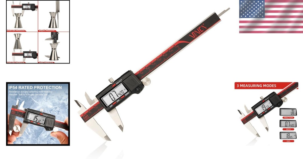 Large LCD Screen Caliper Inch/MM/Fraction Conversion