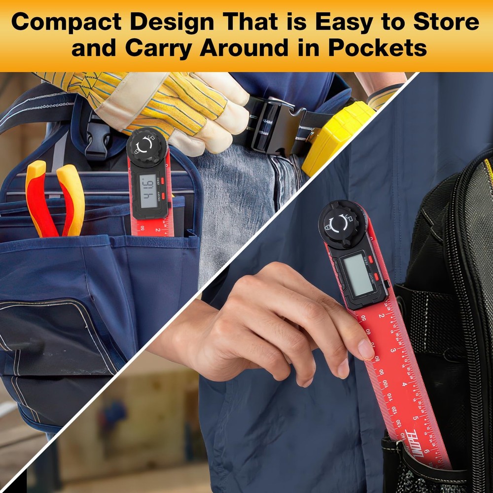 Digital Angle Finder Protractor, 7" / 200 mm Measuring Tool with Red