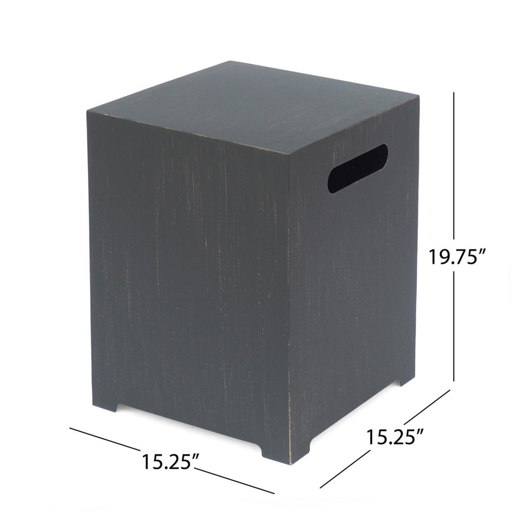 Modern Iron Tank Holder & Side Table - Powder-Coated Frame, No Assembly