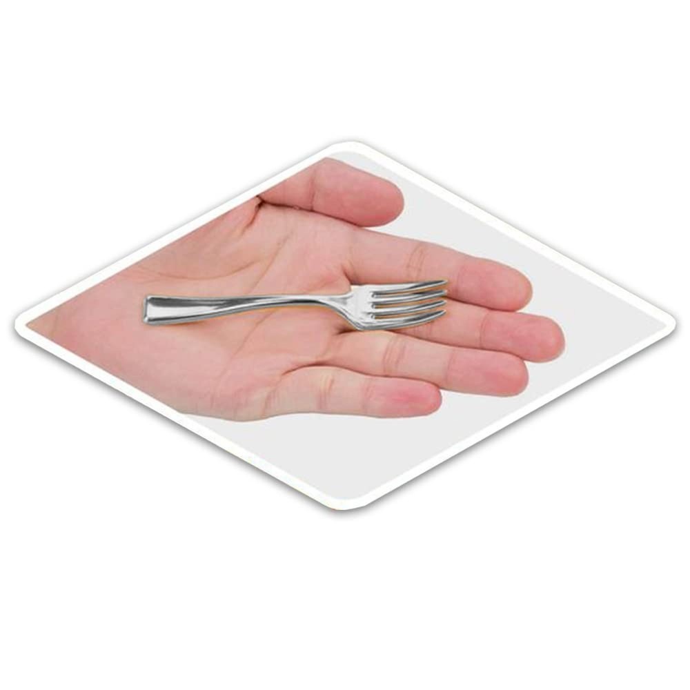 Plastic Mini Appetizer Forks Value Pack - 100 Count Silver Forks for Appetize...