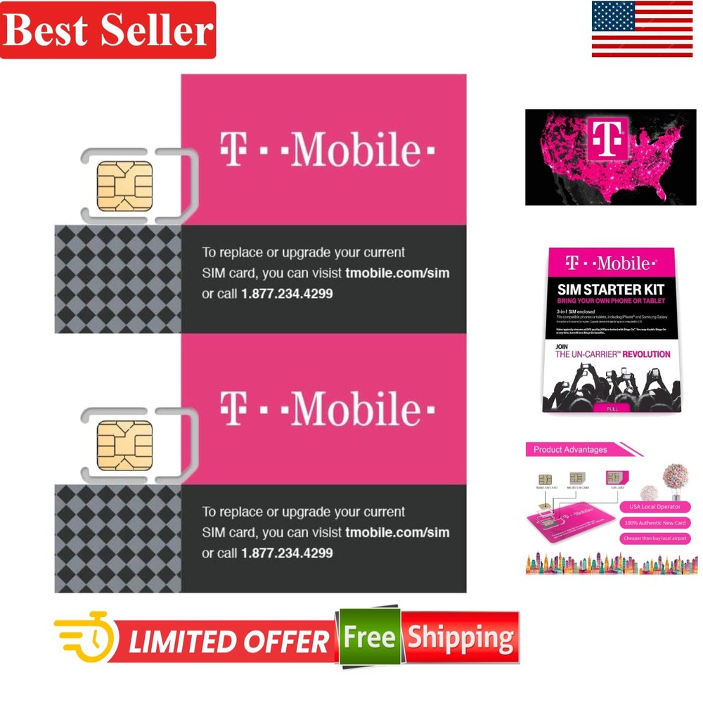 2-Pack Universal Triple-Cut SIM Card Starter Kit for Seamless Connectivity