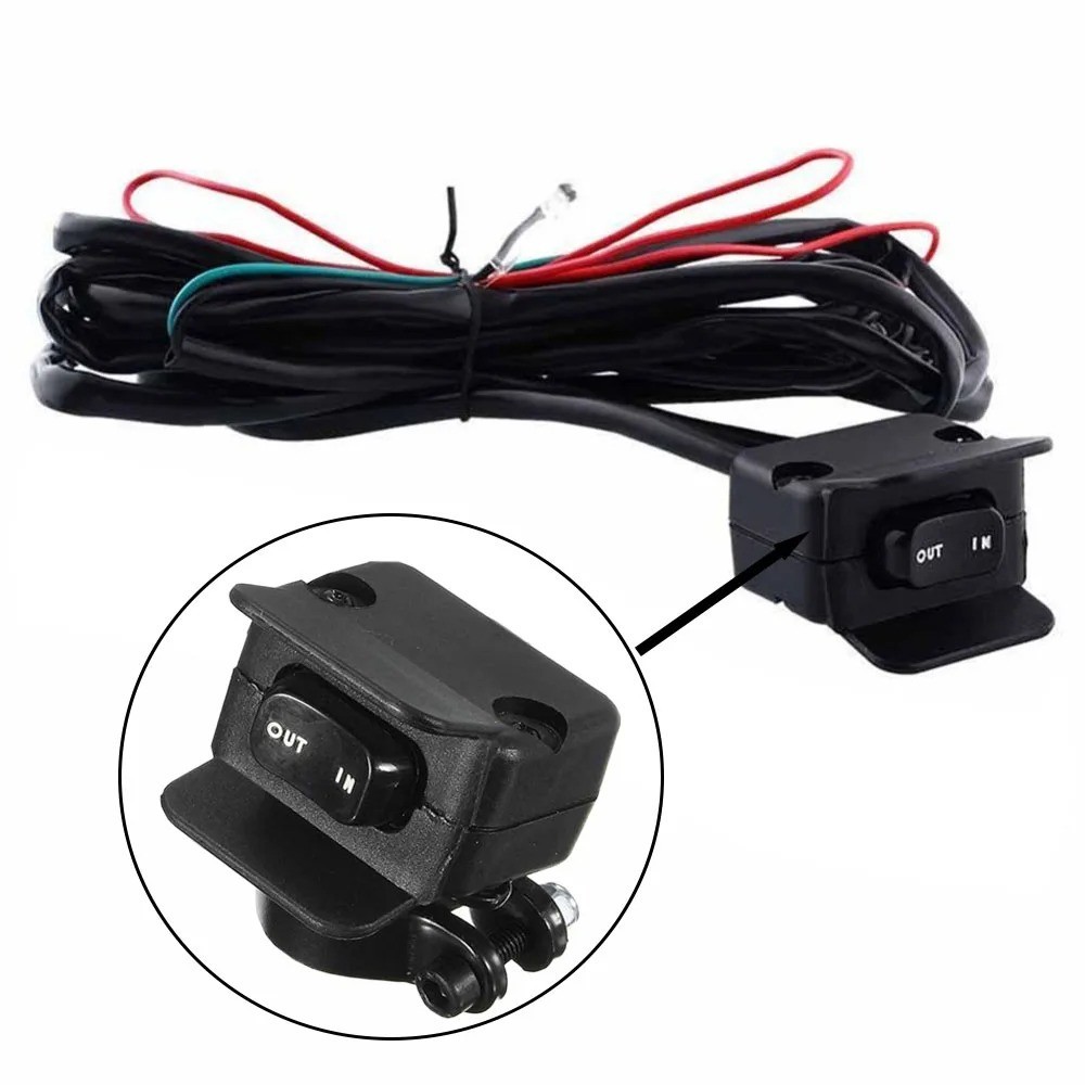 ATV UTV Winch Rocker Switch 12V Handlebar Control Cable Waterproof Kit