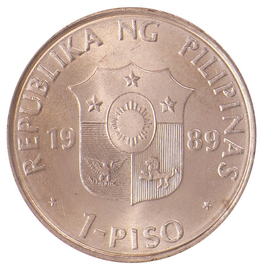 Philippines 1 Piso, 1989, KM #251, Mint, Commemorative