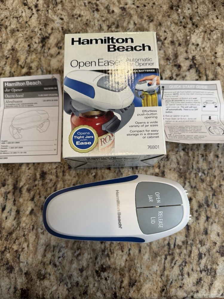 Hamilton Beach Open Ease Automatic Jar Opener 76801 Working Condition Tested