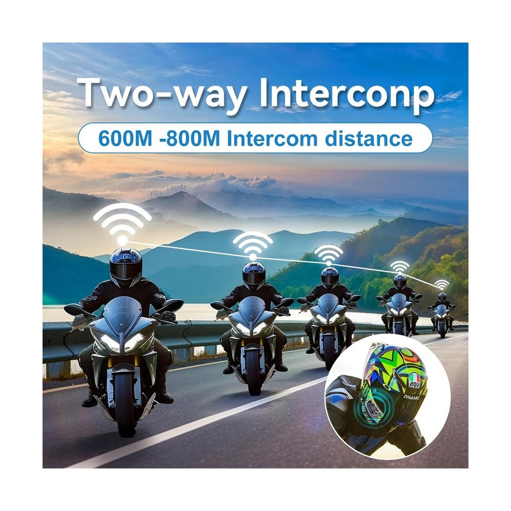 Motorcycle Helmet Bluetooth Headset motorcycle helmet speakers Intercom 2 Rid...