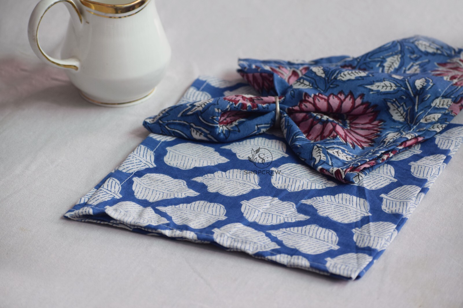 Assorted Cloth Napkins Set Hand Block Floral Printed Cotton Dinner Table Napkins